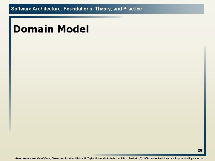 Software Architecture: Foundations, Theory, and Practice Domain Model 20 Software Architecture: Foundations, Theory, and