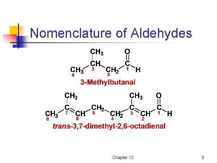 Nomenclature of Aldehydes Chapter 12 5 