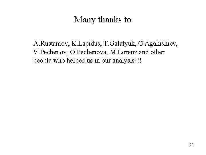 Many thanks to A. Rustamov, K. Lapidus, T. Galatyuk, G. Agakishiev, V. Pechenov, O.