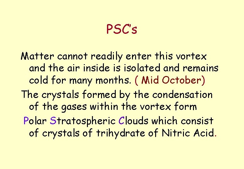 PSC’s Matter cannot readily enter this vortex and the air inside is isolated and