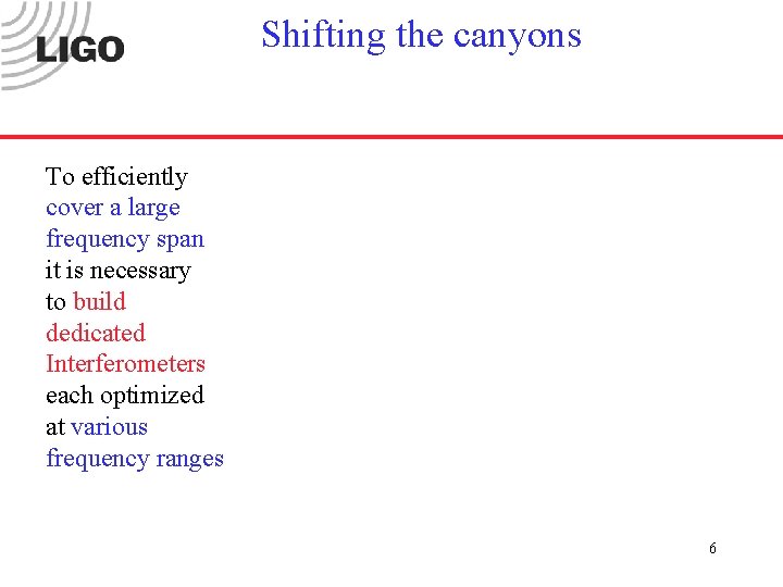 Shifting the canyons To efficiently cover a large frequency span it is necessary to