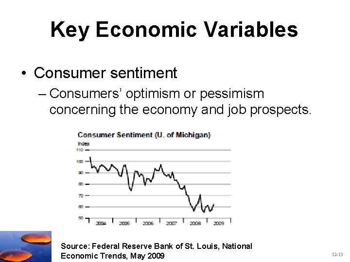 Key Economic Variables • Consumer sentiment – Consumers’ optimism or pessimism concerning the economy