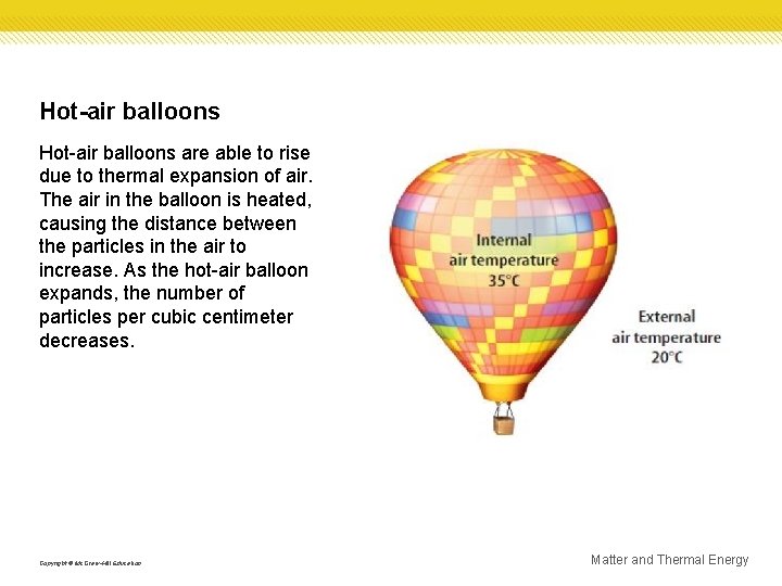Hot-air balloons are able to rise due to thermal expansion of air. The air