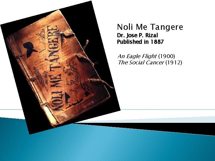 Noli Me Tangere Dr. Jose P. Rizal Published in 1887 An Eagle Flight (1900)
