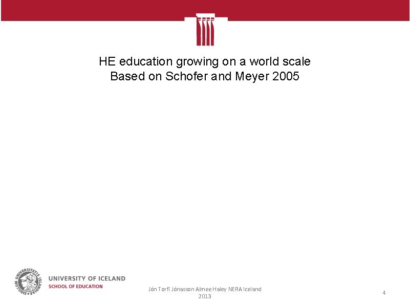 HE education growing on a world scale Based on Schofer and Meyer 2005 Jón