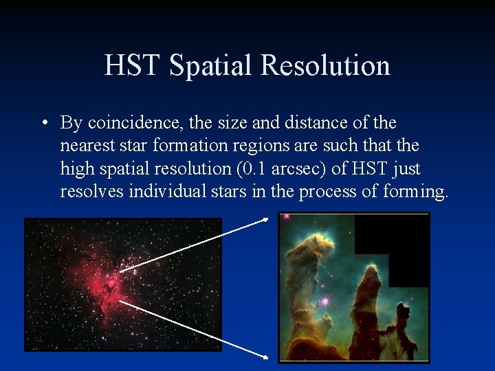 HST Spatial Resolution • By coincidence, the size and distance of the nearest star HST Spatial Resolution • By coincidence, the size and distance of the nearest star