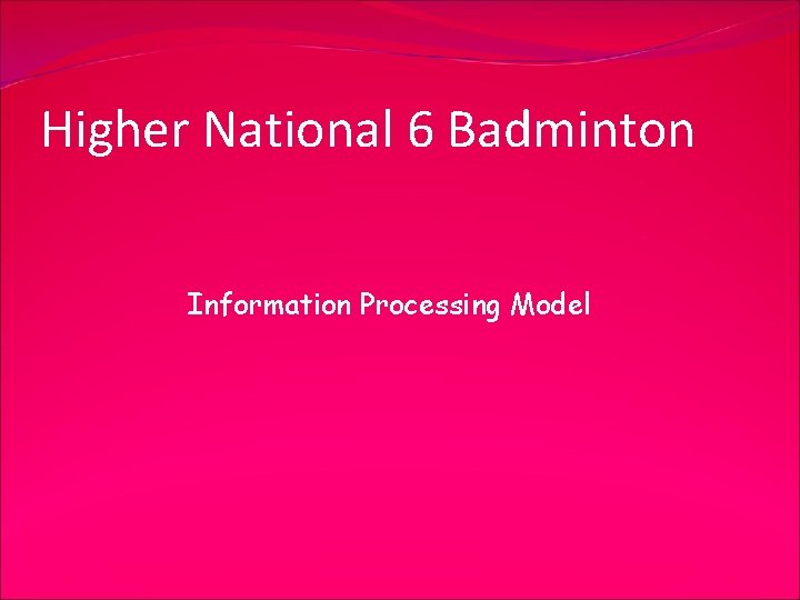 Higher National 6 Badminton Information Processing Model 