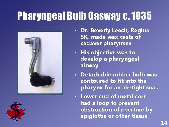 Pharyngeal Bulb Gasway c. 1935 • Dr. Beverly Leech, Regina SK, made wax casts