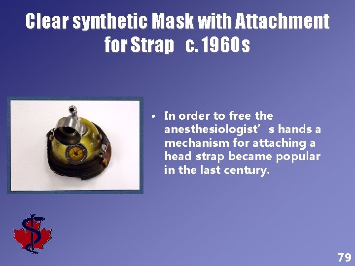 Clear synthetic Mask with Attachment for Strap c. 1960 s • In order to