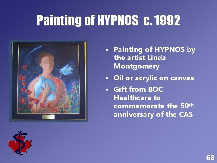 Painting of HYPNOS c. 1992 • Painting of HYPNOS by the artist Linda Montgomery