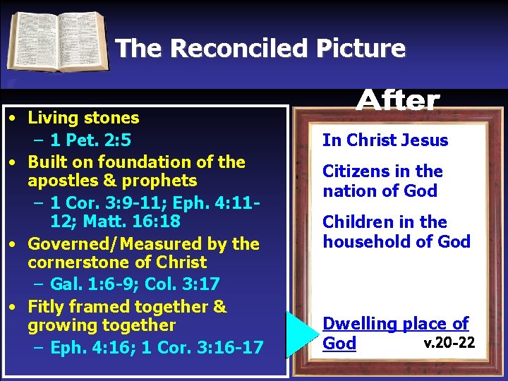 The Reconciled Picture • Living stones – 1 Pet. 2: 5 • Built on