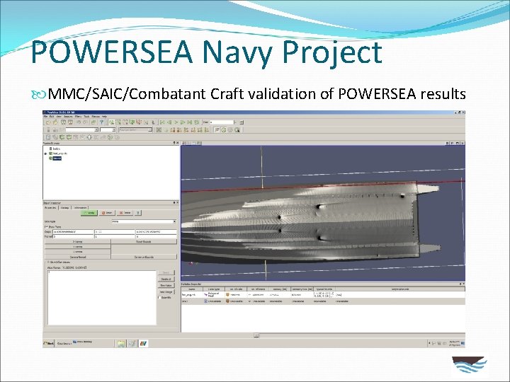 POWERSEA Navy Project MMC/SAIC/Combatant Craft validation of POWERSEA results 