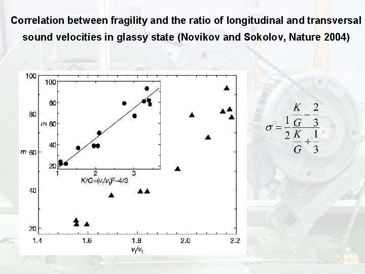 Correlation between fragility and the ratio of longitudinal and transversal sound velocities in glassy