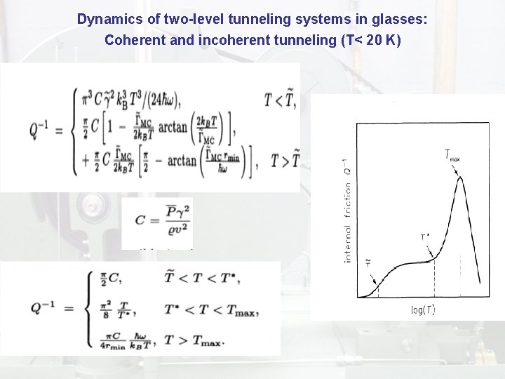 Dynamics of two-level tunneling systems in glasses: Coherent and incoherent tunneling (T< 20 K)