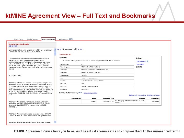 kt. MINE Agreement View – Full Text and Bookmarks kt. MINE Agreement View allows