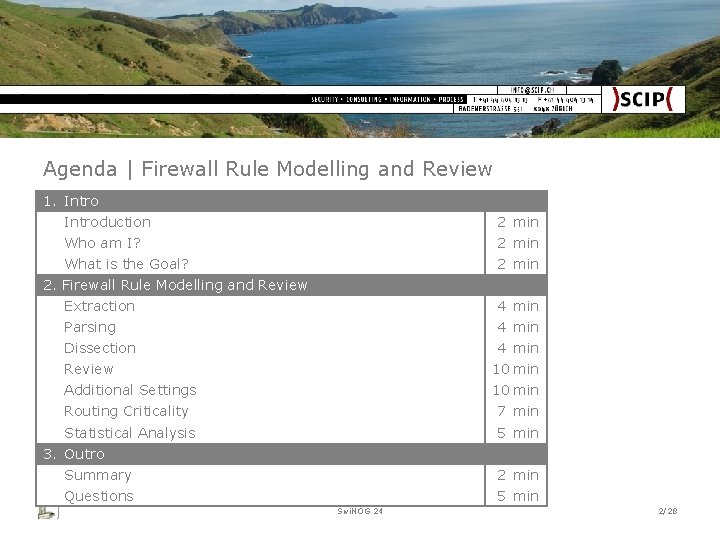 Agenda | Firewall Rule Modelling and Review Intro Who? 1. Intro What? Introduction 2