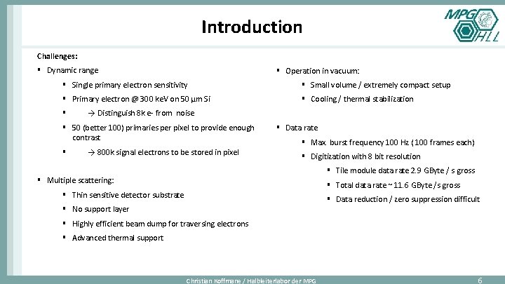 Introduction Challenges: § Dynamic range § Operation in vacuum: § Single primary electron sensitivity