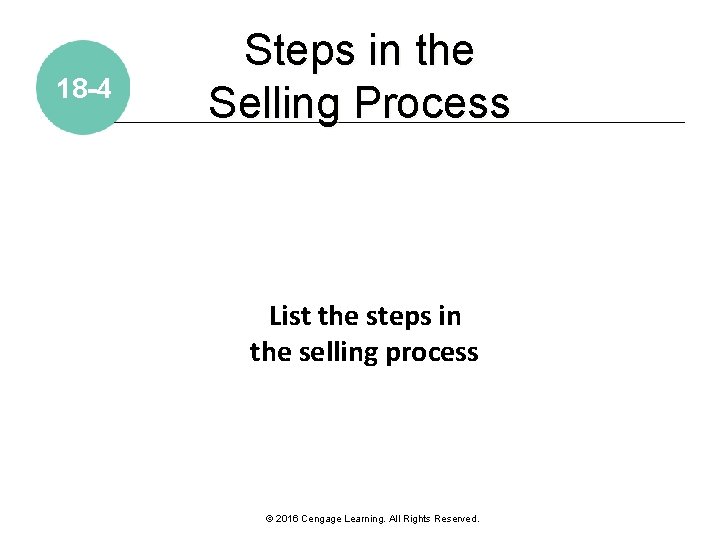 18 -4 Steps in the Selling Process List the steps in the selling process