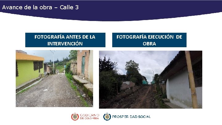 Avance de la obra – Calle 3 FOTOGRAFÍA ANTES DE LA INTERVENCIÓN FOTOGRAFÍA EJECUCIÓN