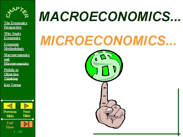 The Economics Perspective Why Study Economics Economic Methodology Macroeconomics and Microeconomics Pitfalls to Objective