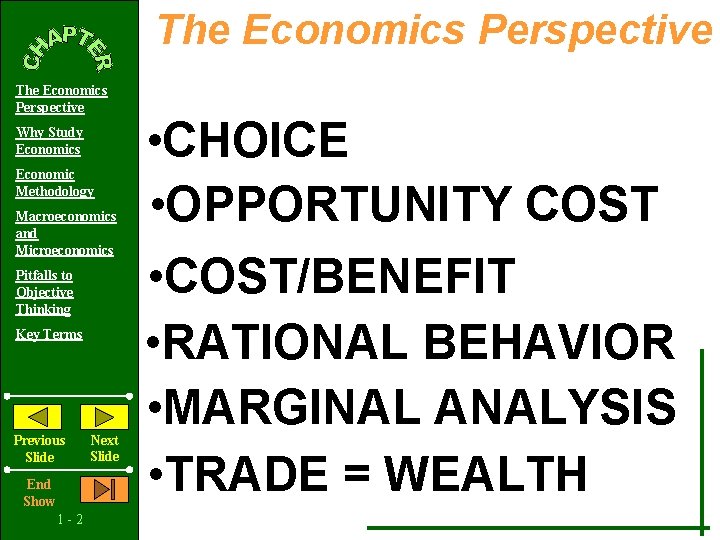 The Economics Perspective Why Study Economics Economic Methodology Macroeconomics and Microeconomics Pitfalls to Objective