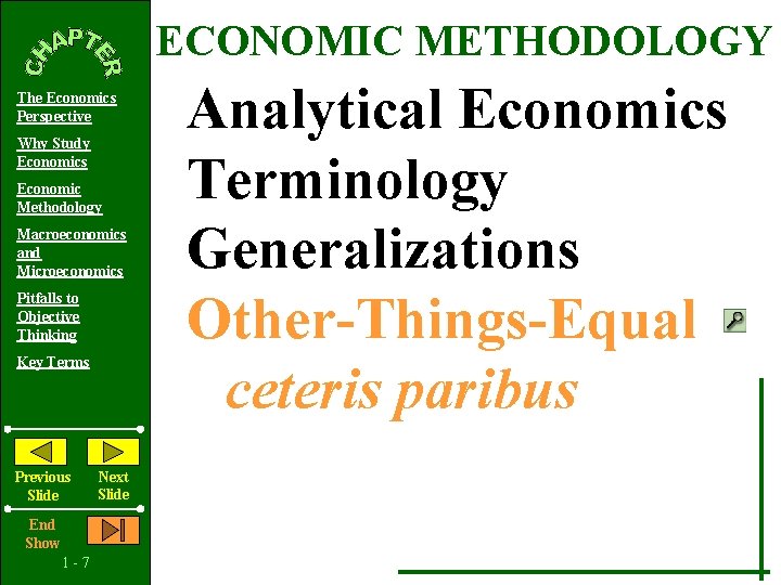 ECONOMIC METHODOLOGY The Economics Perspective Why Study Economics Economic Methodology Macroeconomics and Microeconomics Pitfalls