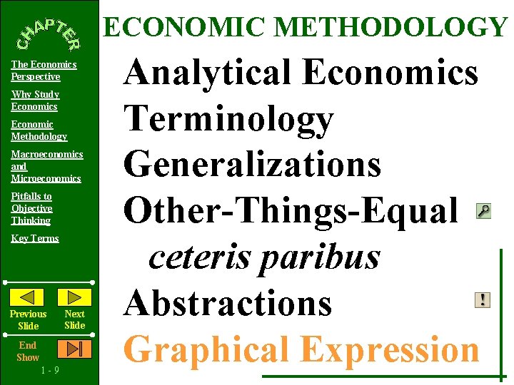 ECONOMIC METHODOLOGY The Economics Perspective Why Study Economics Economic Methodology Macroeconomics and Microeconomics Pitfalls