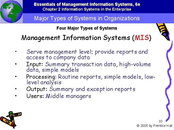 Essentials of Management Information Systems, 6 e Chapter 2 Information Systems in the Enterprise