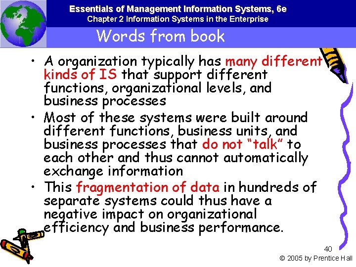 Essentials of Management Information Systems, 6 e Chapter 2 Information Systems in the Enterprise