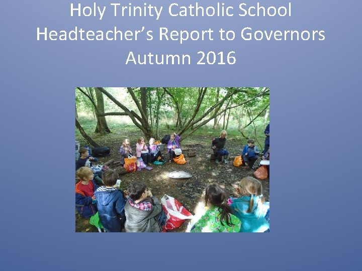 Holy Trinity Catholic School Headteacher’s Report to Governors Autumn 2016 