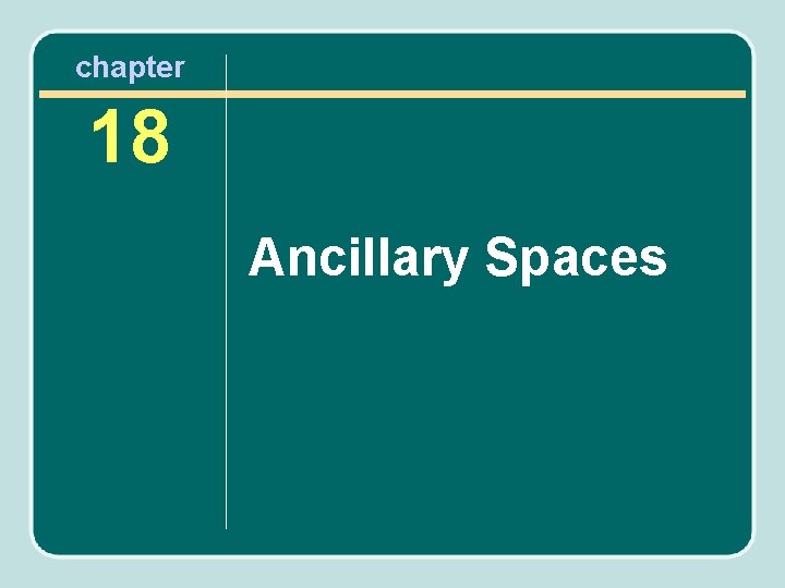 chapter 18 Ancillary Spaces Overview Facilities are supported