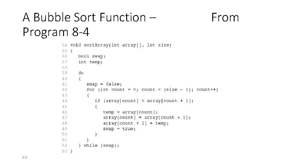 A Bubble Sort Function – Program 8 -4 8 -6 From 