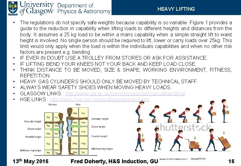 HEAVY LIFTING • • The regulations do not specify safe weights because capability is