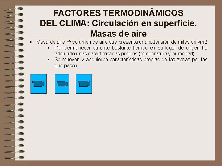 FACTORES TERMODINÁMICOS DEL CLIMA: Circulación en superficie. Masas de aire § Masa de aire