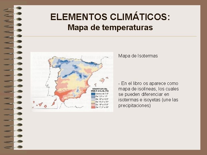 ELEMENTOS CLIMÁTICOS: Mapa de temperaturas Mapa de Isotermas - En el libro os aparece