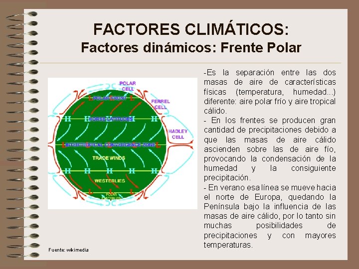 FACTORES CLIMÁTICOS: Factores dinámicos: Frente Polar Fuente: wikimedia -Es la separación entre las dos