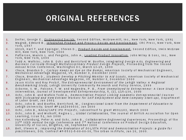 ORIGINAL REFERENCES 1. 2. 3. 4. 5. 6. 7. 8. 9. 10. 11. 12.