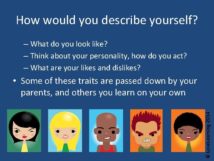 How would you describe yourself? – What do you look like? – Think about