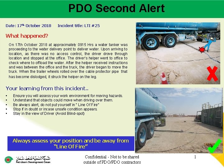 PDO Second Alert Main contractor name – LTI# - Date of incident Date: 17