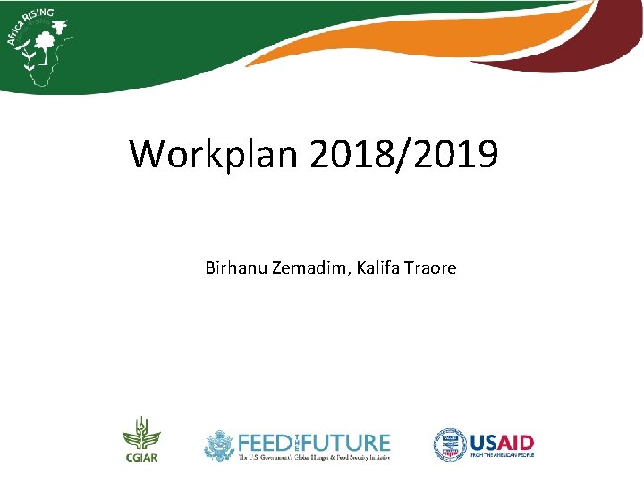 Workplan 2018/2019 Birhanu Zemadim, Kalifa Traore 