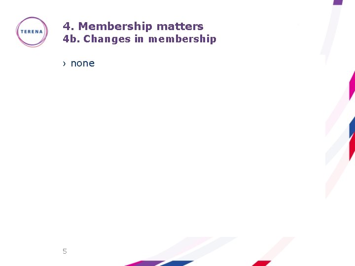 4. Membership matters 4 b. Changes in membership › none 5 