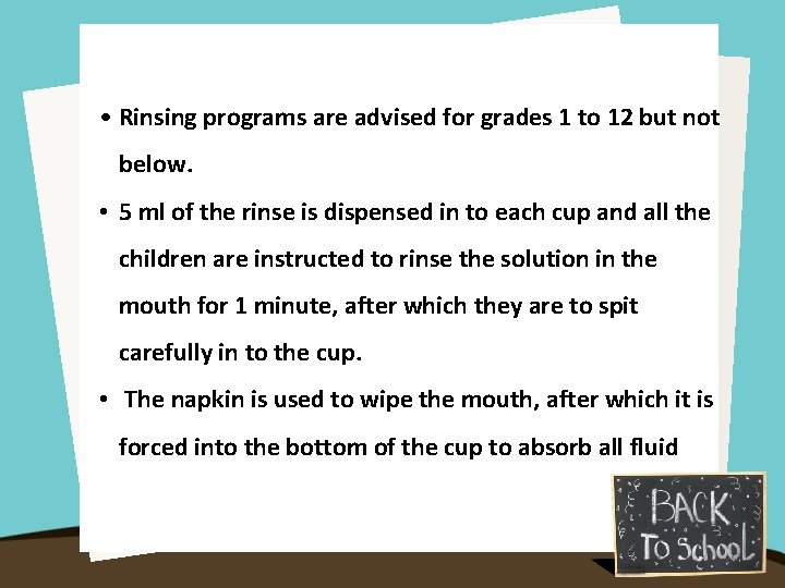  • Rinsing programs are advised for grades 1 to 12 but not below.