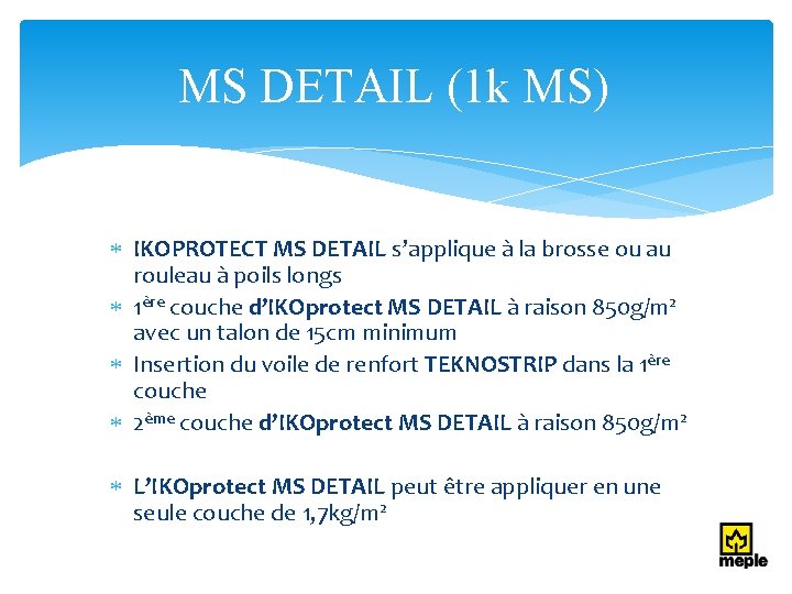 MS DETAIL (1 k MS) IKOPROTECT MS DETAIL s’applique à la brosse ou au