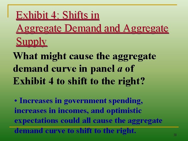 Exhibit 4: Shifts in Aggregate Demand Aggregate Supply What might cause the aggregate demand