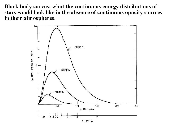 Black body curves: what the continuous energy distributions of stars would look like in