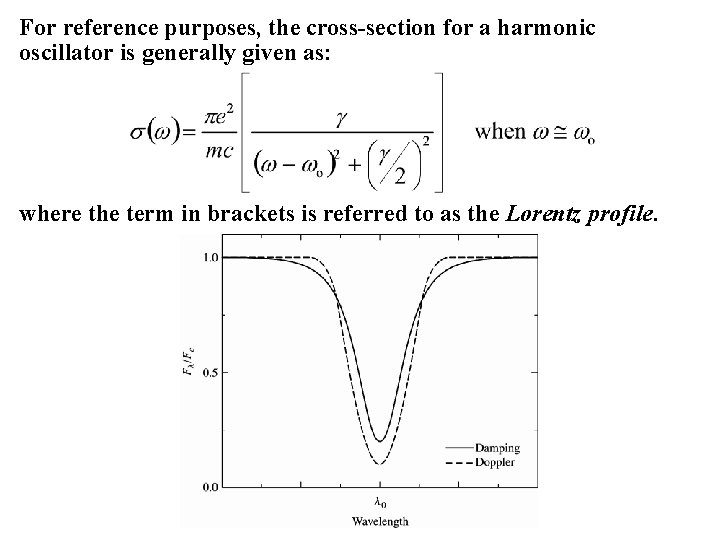 For reference purposes, the cross-section for a harmonic oscillator is generally given as: where