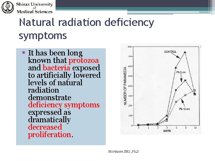 Natural radiation deficiency symptoms It has been long known that protozoa and bacteria exposed