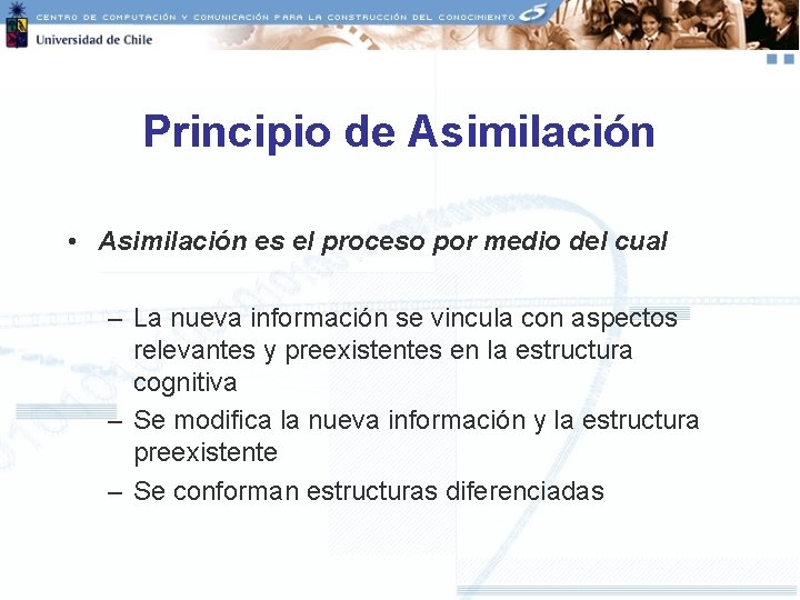 Principio de Asimilación • Asimilación es el proceso por medio del cual – La