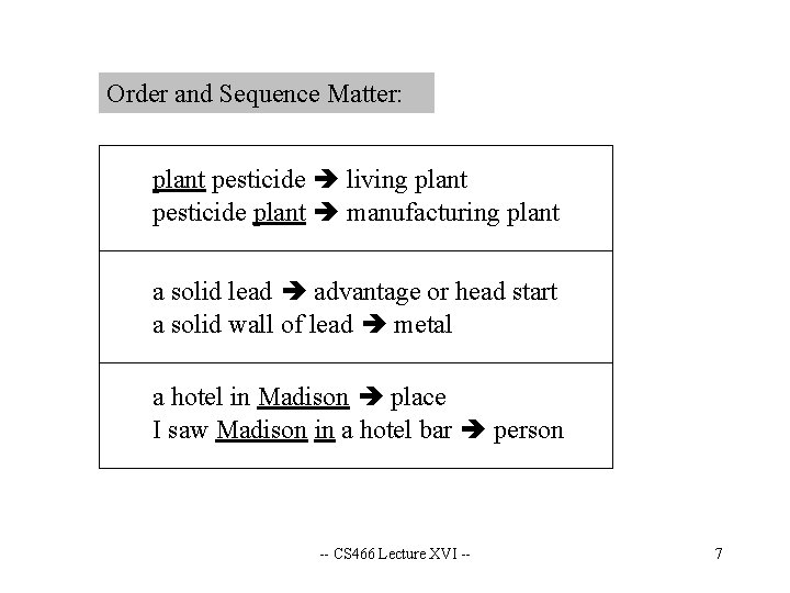 Order and Sequence Matter: plant pesticide living plant pesticide plant manufacturing plant a solid