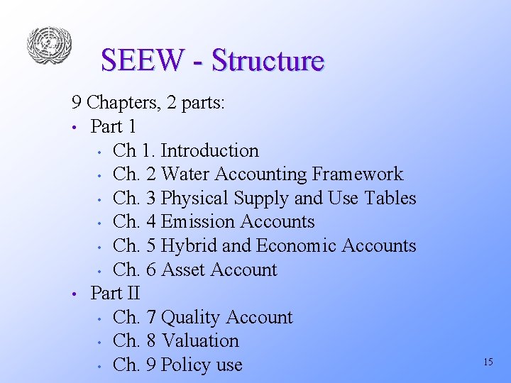 SEEW - Structure 9 Chapters, 2 parts: • Part 1 • Ch 1. Introduction